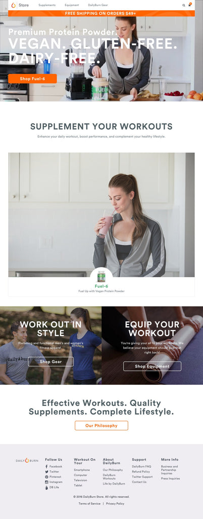 Daily Burn Store - Home Page Design