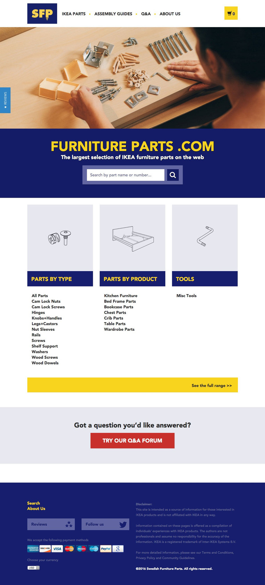 Swedish Furniture Parts - Home Page Design