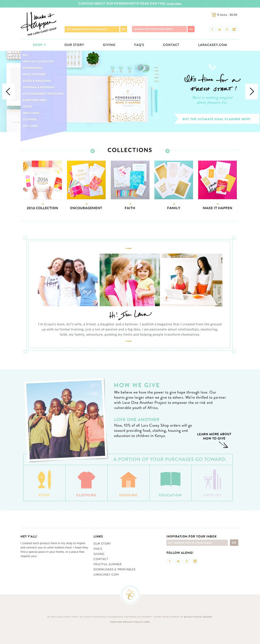 The Lara Casey Shop - Home Page Design