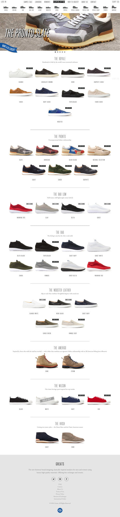 Greats - Home Page Design