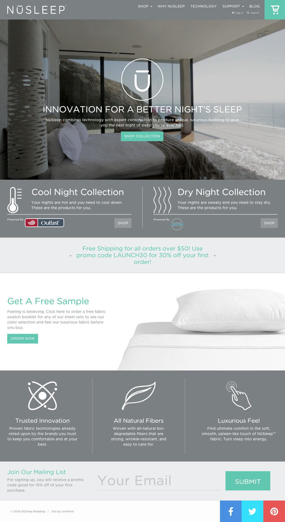 NuSleep - Home Page Design