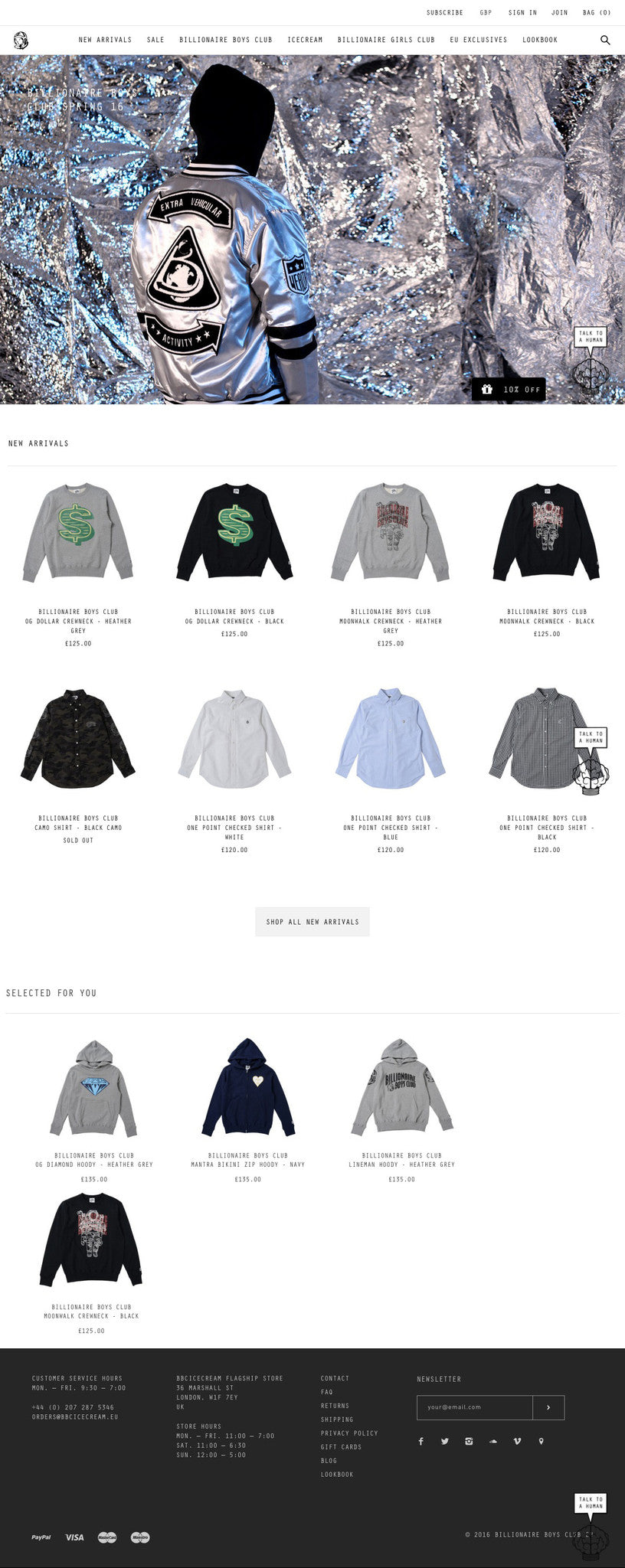 Billionaire Boys Club EU - Home Page Design