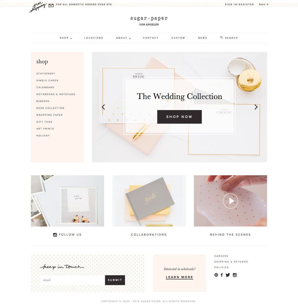 Sugar Paper - Home Page Design